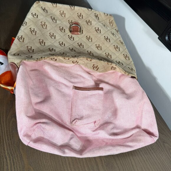Dooney & Bourke Monogram Shoulder Bag — Vintage Tan Canvas & Leather - Picture 13 of 16